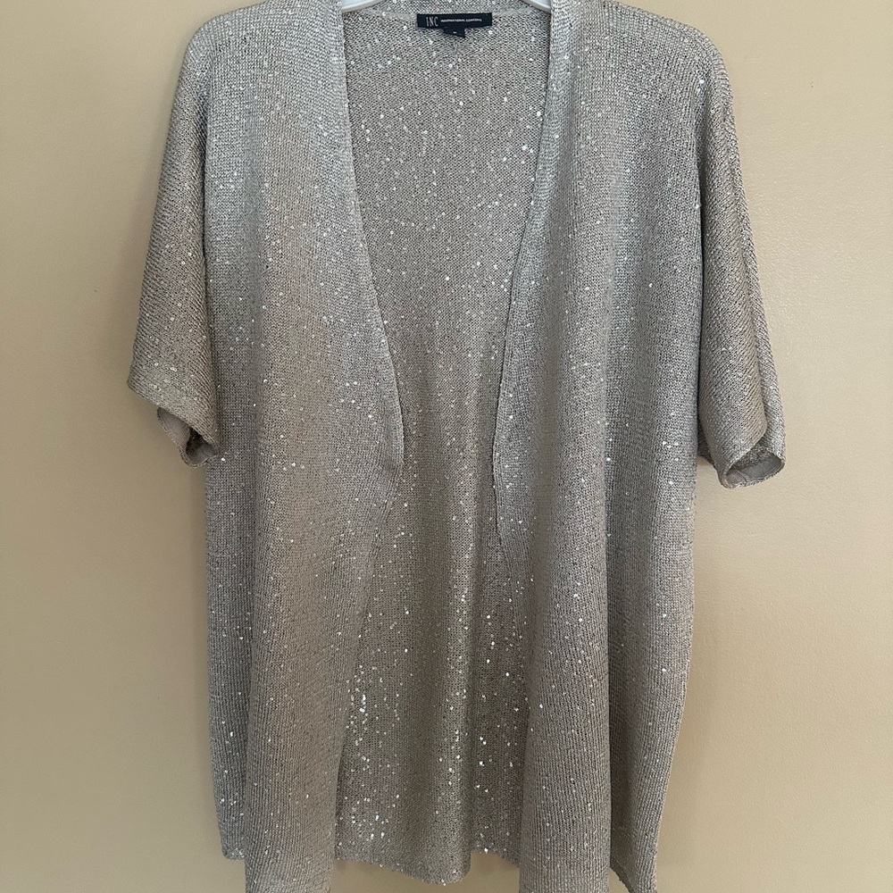 INC International Concepts Sparkling Silver Sequin Cardigan